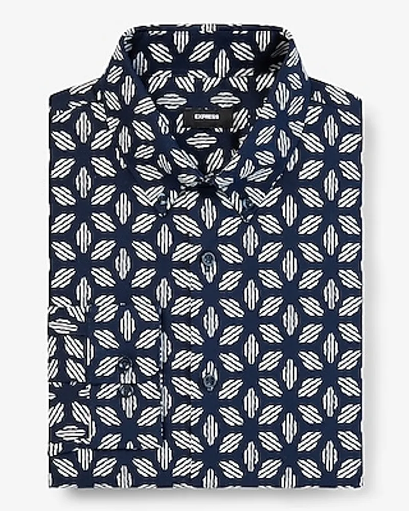 Slim Geo Print Stretch 1Mx Dress Shirt Men