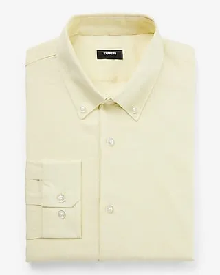 Big & Tall Extra Slim Solid Linen-Cotton Blend Stretch 1Mx Dress Shirt Yellow Men's XXL