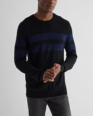 Striped Crew Neck Merino Wool Sweater Men's XS