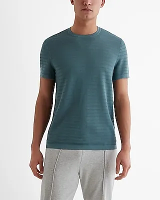 Big & Tall Pointelle Cotton-Blend Short Sleeve Sweater Blue Men's XXL