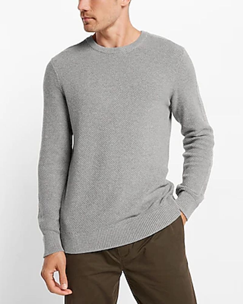 Textured Crew Neck Sweater Gray Men's S