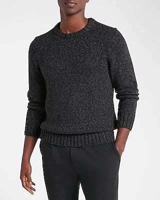 Marled Crew Neck Cotton-Blend Sweater Black Men's L Tall