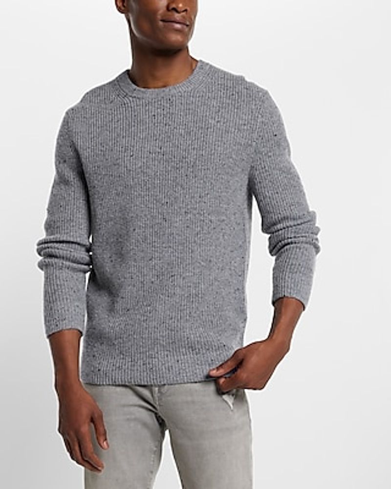 Wool-Blend Crew Neck Sweater Gray Men's XS