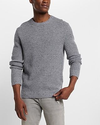 Wool-Blend Crew Neck Sweater Gray Men's XS