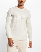 Solid Mixed Knit Crew Neck Sweater White Men's XL