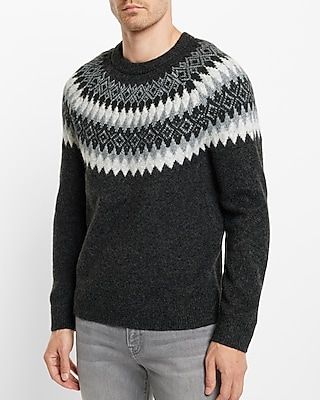 Fair Isle Wool Blend Crew Neck Sweater