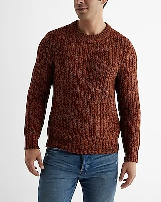 Cotton-Blend Chunky Ribbed Sweater Orange Men's L