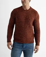 Cotton-Blend Chunky Ribbed Sweater Orange Men's L