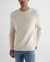 Oversized Cotton-Blend Waffle Knit Sweater Neutral Men's S