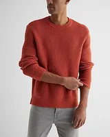 Oversized Cotton-Blend Waffle Knit Sweater Orange Men's M