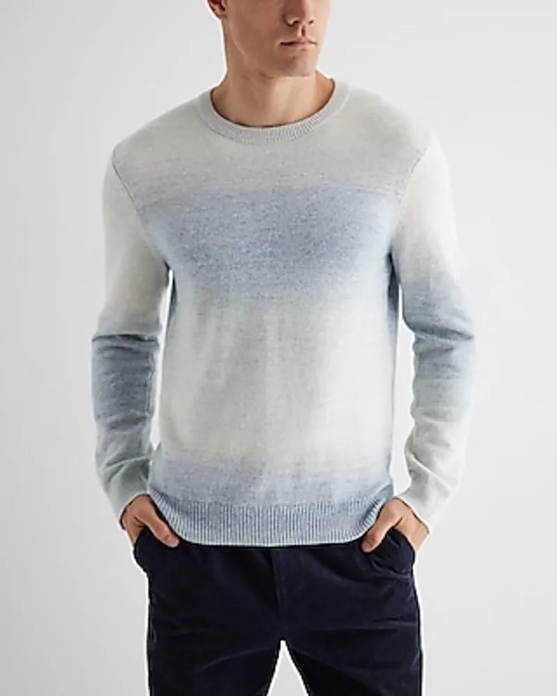 Ombre Stripe Cotton Crew Neck Sweater Blue Men's S