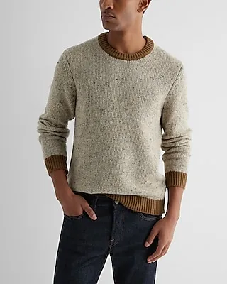 Flecked Wool-Blend Crew Neck Sweater Neutral Men's XL