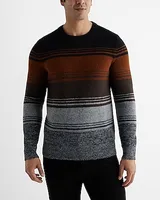 Textured Striped Crew Neck Sweater Men's