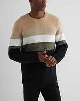 Fuzzy Striped Crew Neck Sweater Neutral Men's