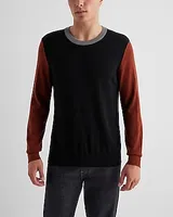 Color Block Crew Neck Merino Wool Sweater Men's
