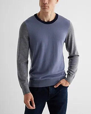 Color Block Crew Neck Merino Wool Sweater Men's