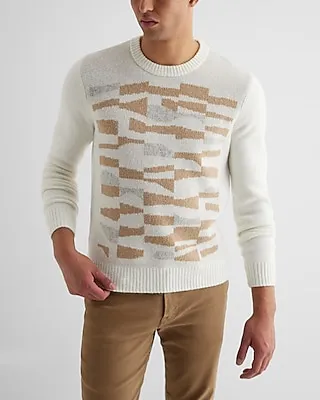 Textured Abstract Crew Neck Sweater