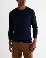 Cotton Ribbed Crewneck Sweater Blue Men's XL