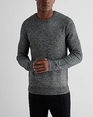 Big & Tall Flecked Cotton-Blend Crew Neck Sweater Black Men's XXL