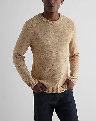 Flecked Cotton-Blend Crew Neck Sweater Brown Men's XL