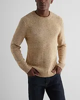 Flecked Cotton-Blend Crew Neck Sweater Brown Men's Tall