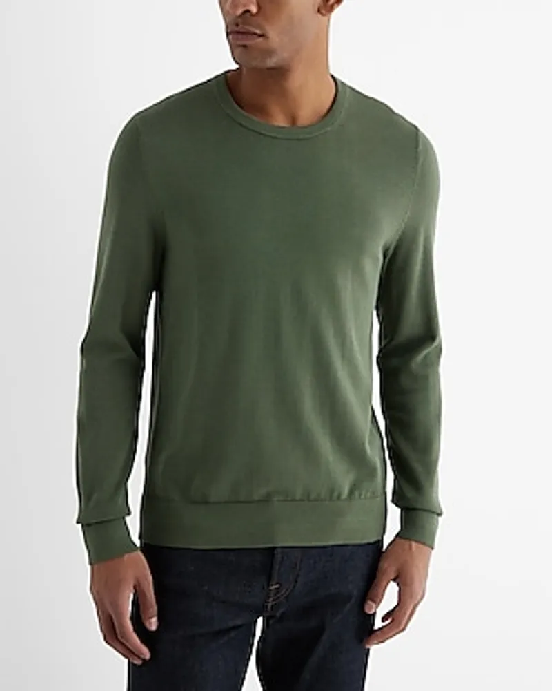 Crew Neck Perfect Pima Cotton Sweater Green Men's XS