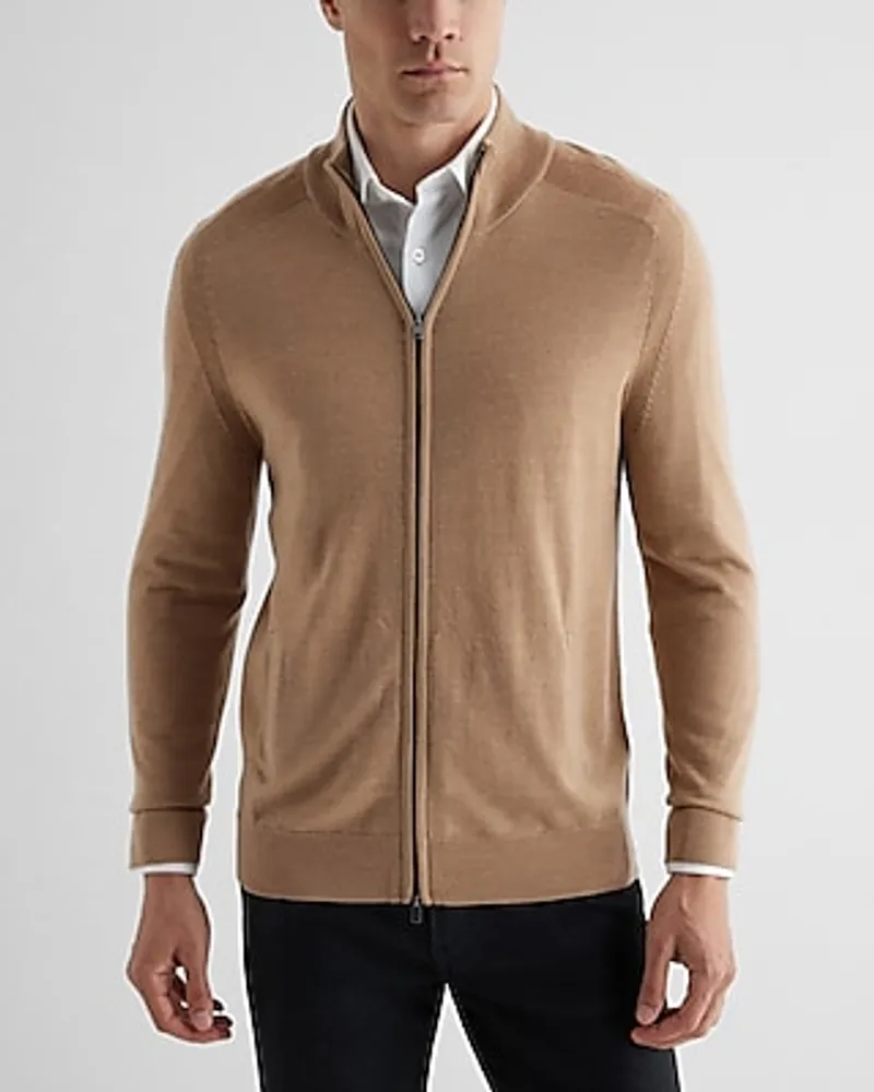 Full Zip Merino Wool Cardigan Neutral Men's XS