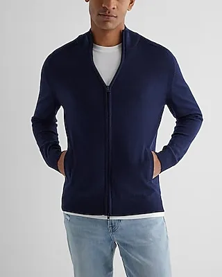 Full Zip Merino Wool Cardigan Blue Men's