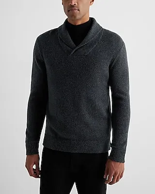 Shawl Neck Cotton-Blend Sweater Gray Men's XS