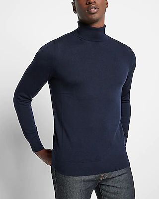 Solid Merino Wool Turtleneck Sweater Men's Tall