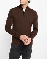 Big & Tall Merino Wool Quarter Zip Mock Neck Sweater Brown Men's XXL