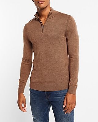 Merino Wool Quarter Zip Mock Neck Sweater Men's