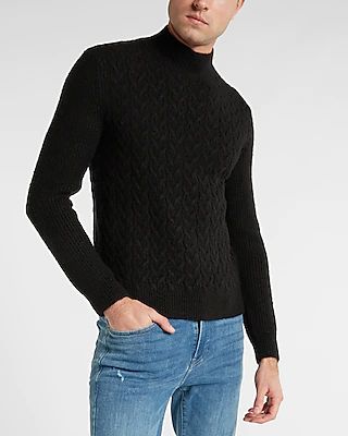 Cozy Cable Knit Turtleneck Sweater Men's XS