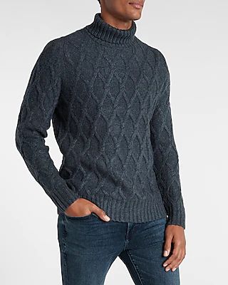 Cable Knit Turtleneck Sweater Men's Tall