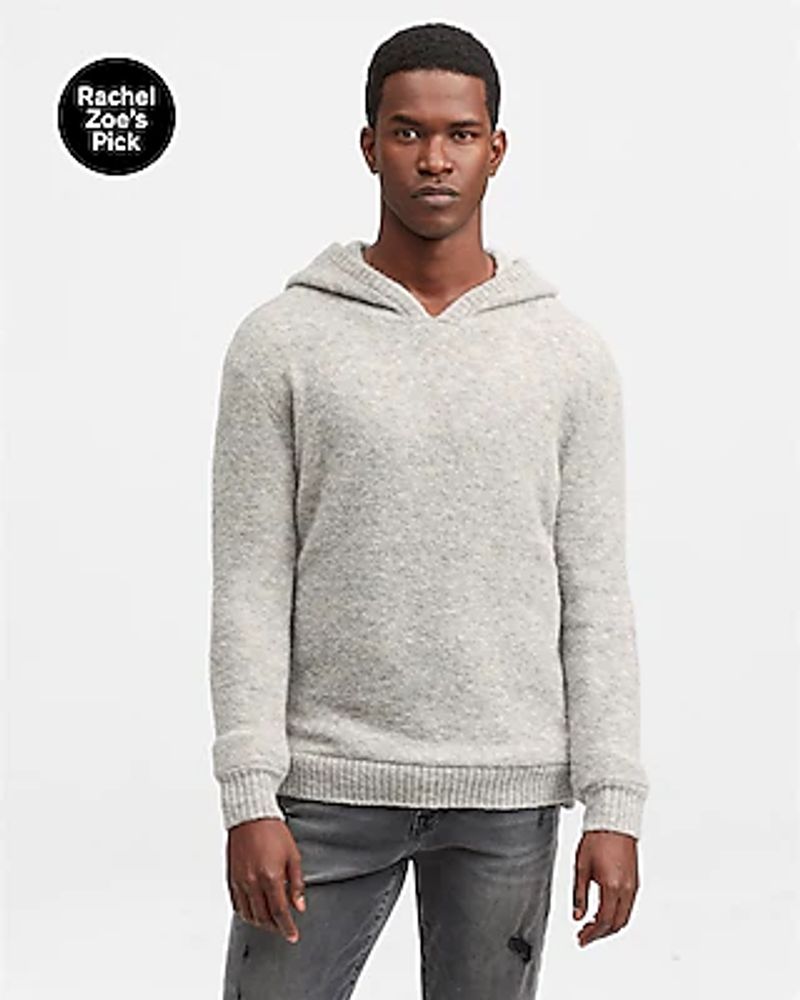 Solid Hooded Popover Wool-Blend Sweater Gray Men's S