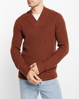 Big & Tall Waffle Knit Wool-Blend Shawl Collar Sweater Brown Men's XXL