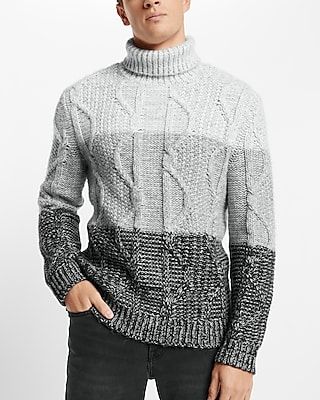 Marl Striped Turtleneck Sweater Neutral Men's M Tall