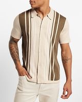 Striped Short Sleeve Polo Sweater Neutral Men's S