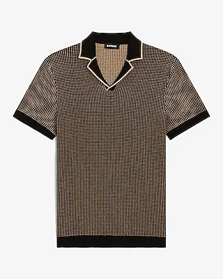 Geo Print Cotton Short Sleeve Sweater Polo