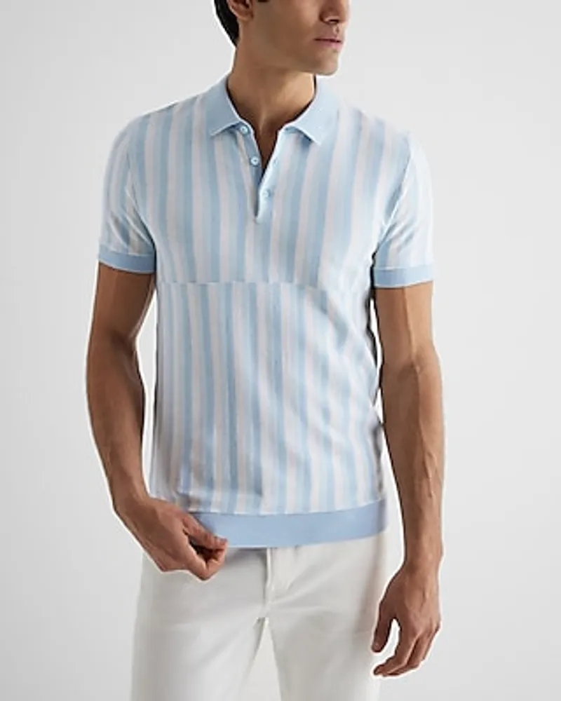 Offset Stripe Cotton Sweater Polo