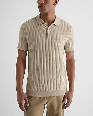 Pointelle Cotton Short Sleeve Sweater Polo