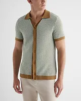 Geo Print Short Sleeve Sweater Polo Neutral Men's S