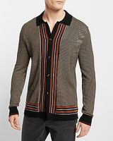 Geo Striped Button Down Sweater Polo