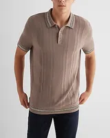 Tipped Striped Short Sleeve Sweater Polo