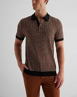 Grid Geo Cotton Short Sleeve Sweater Polo