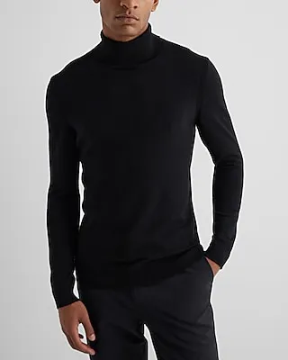 Big & Tall Turtleneck Merino Wool Sweater Black Men's XXL