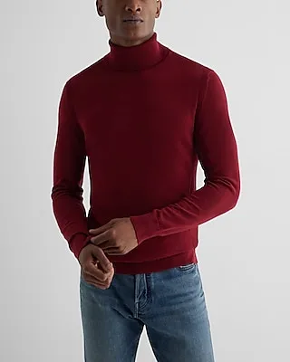 Turtleneck Merino Wool Sweater Red Men's XL Tall