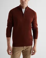 Quarter Zip Merino Wool Sweater Brown Men's XS