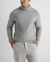 Ribbed Knit Turtleneck Sweater Gray Men's XL Tall