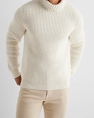 Big & Tall Ribbed Turtleneck Cotton-Blend Sweater White Men's XXL